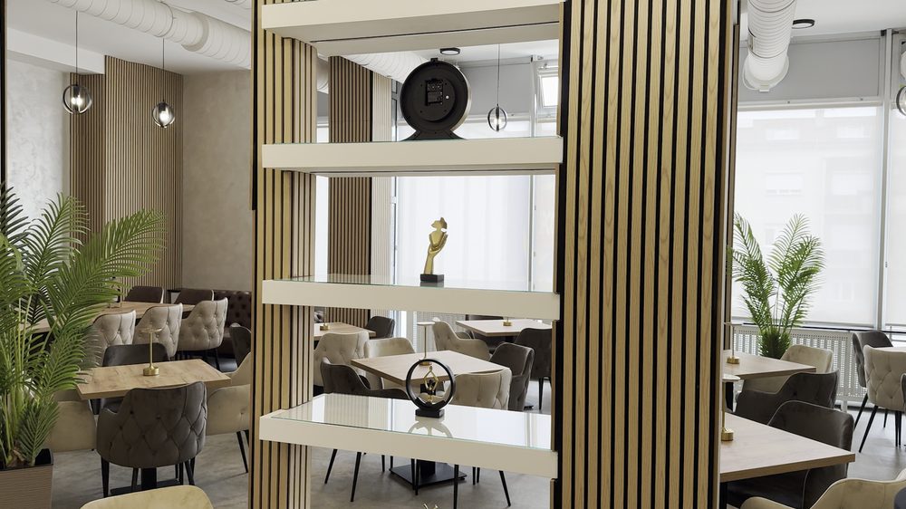 Sala na spratu sa drvenim panelima - A'Roma Caffe Požarevac